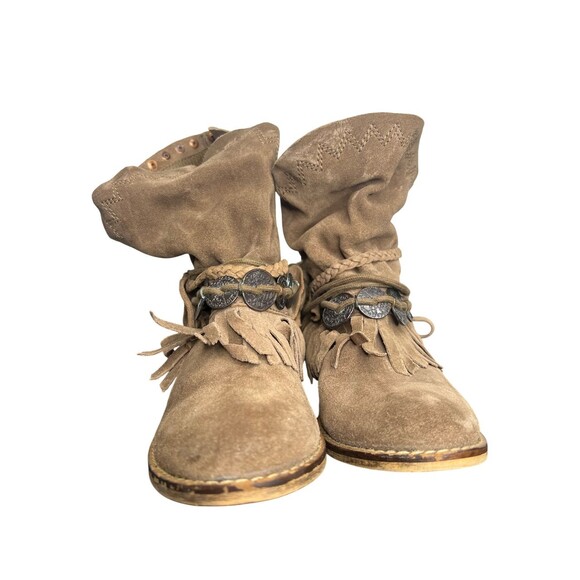 Anthropologie Musse Cloud Boots Women's 6 Brown Suede Fringe Boho Western - Picture 2 of 10